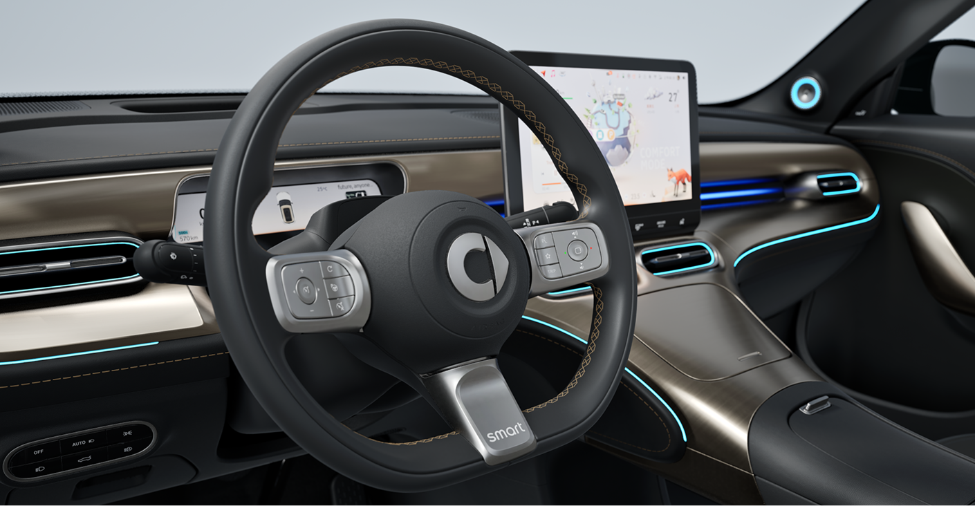 Leather multi-function steering wheel
